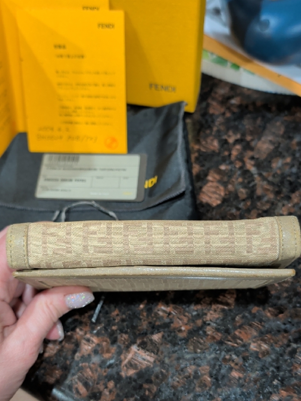 Fendi Beige Zucca Canvas Fold Wallet with Taupe Trim - Picture 12 of 16